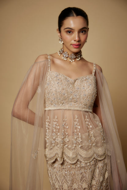 BEIGE LEHENGA SET