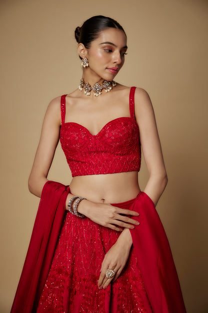 RED LEHENGA SET