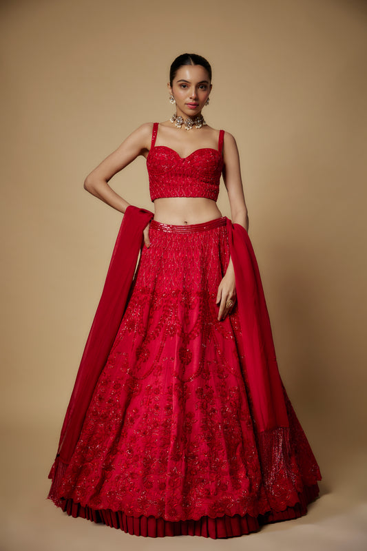 RED LEHENGA SET