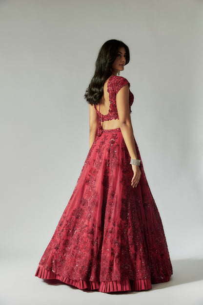 RED LEHENGA SET