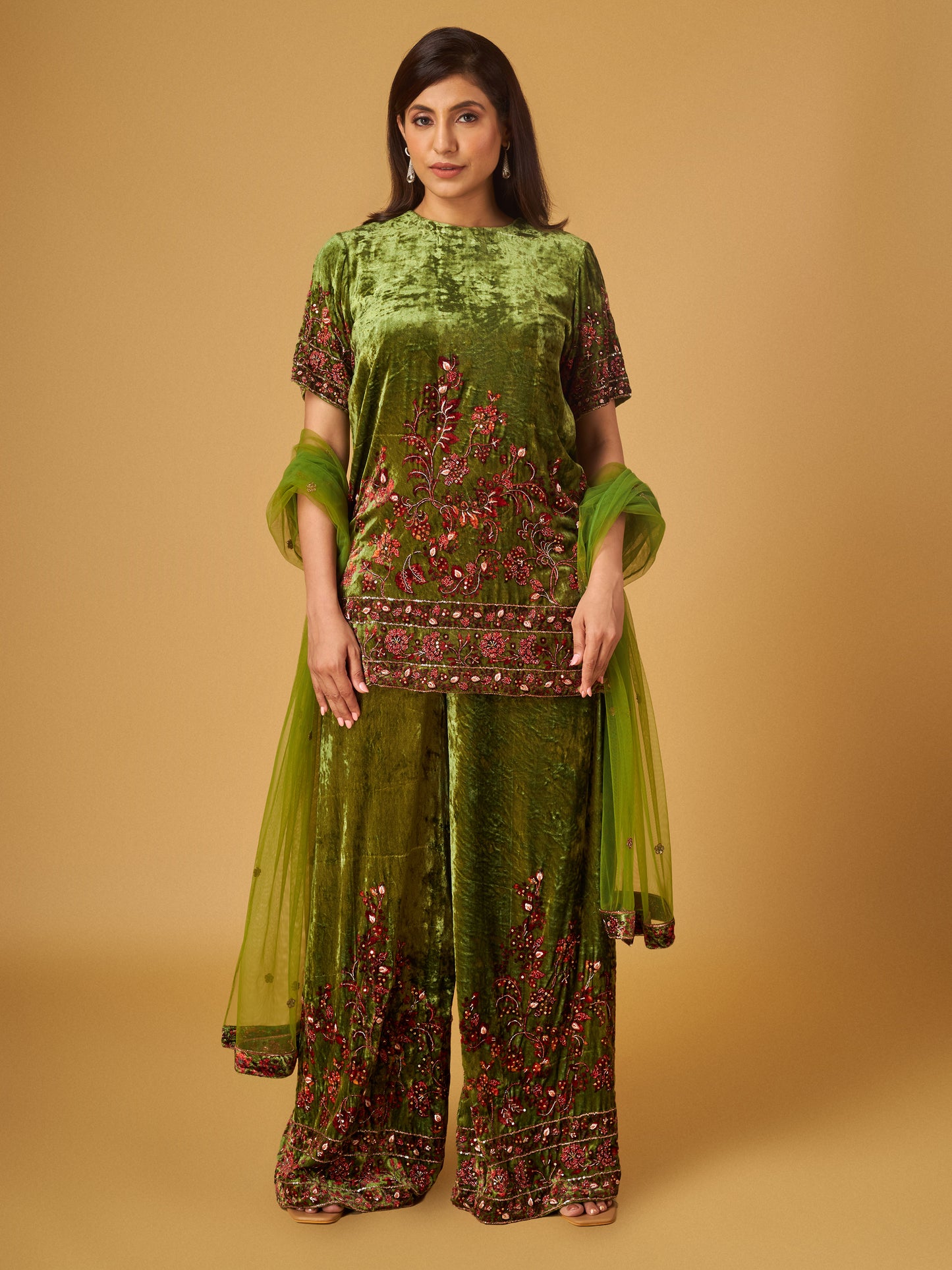 GREEN SHARARA SET