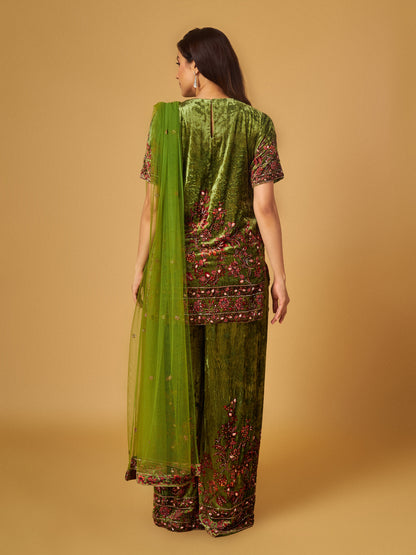 GREEN SHARARA SET