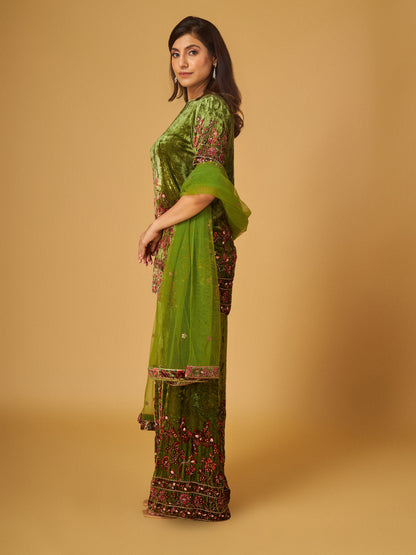 GREEN SHARARA SET