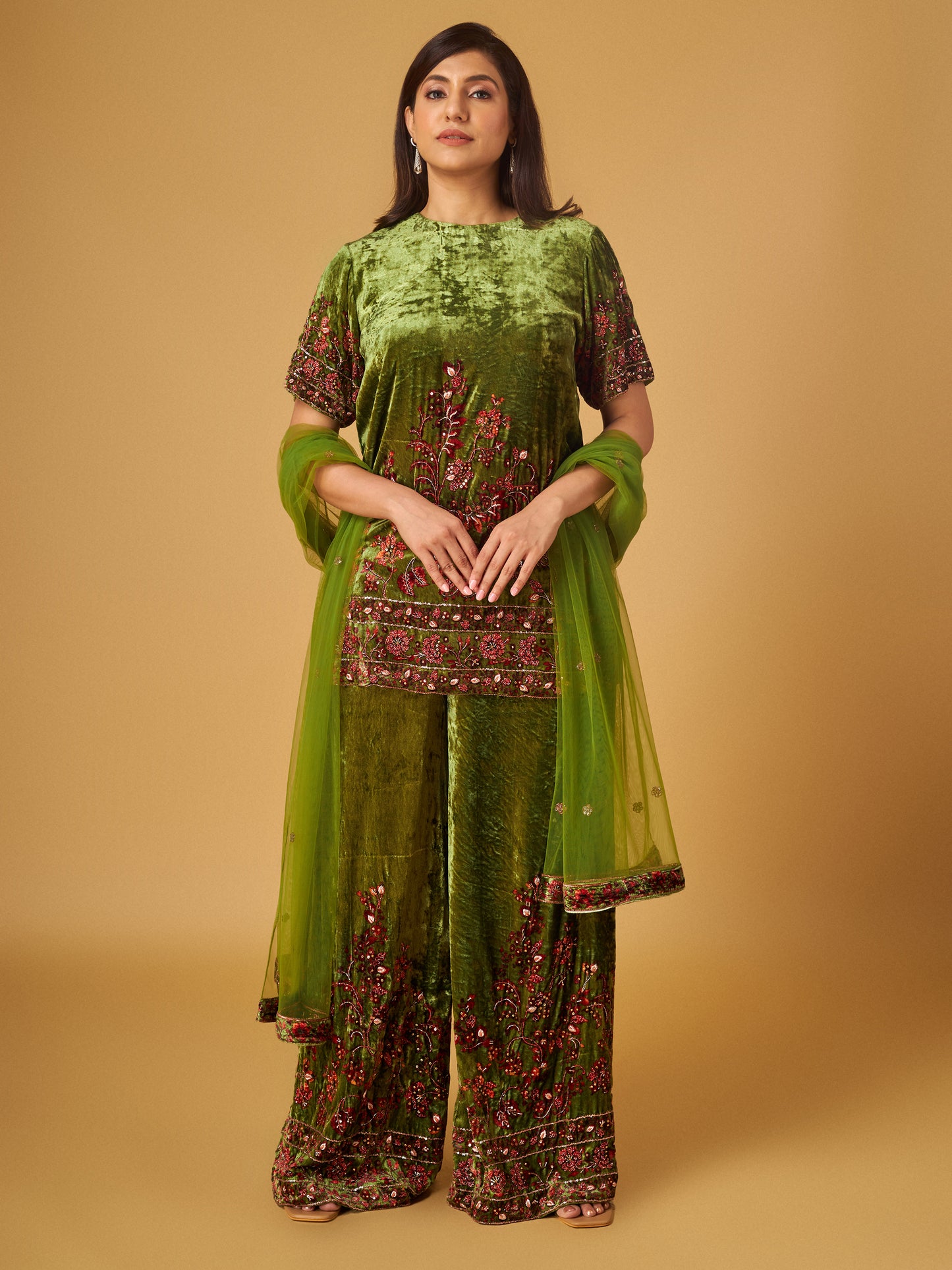 GREEN SHARARA SET