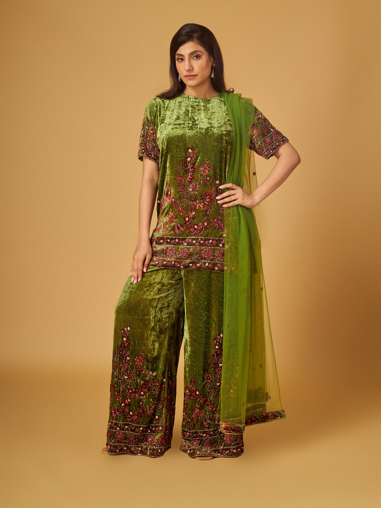 GREEN SHARARA SET