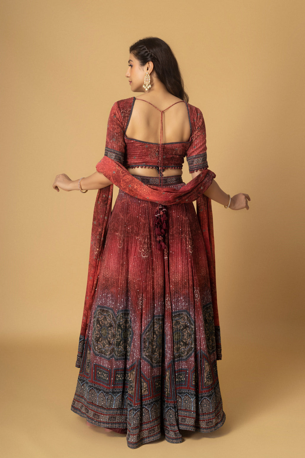 WINE LEHENGA SET