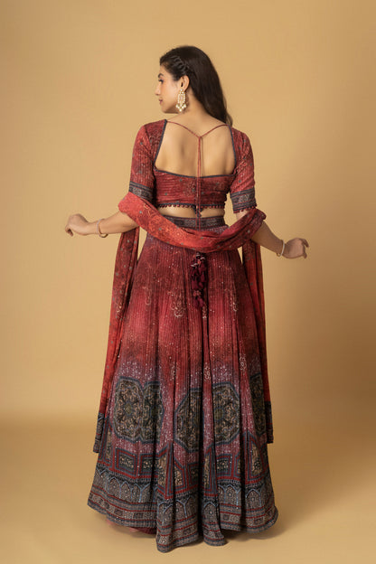 WINE LEHENGA SET