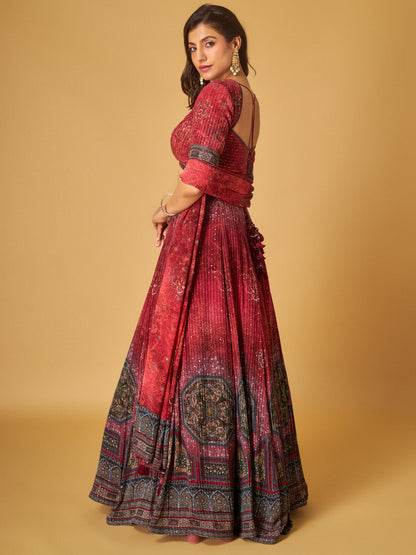 WINE LEHENGA SET