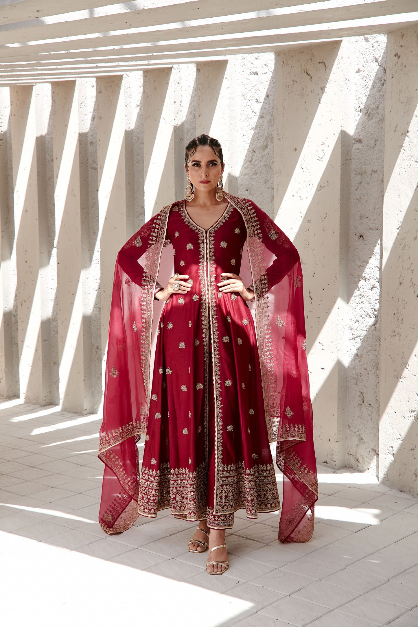 MAHOGANY WINE ANARKALI SET