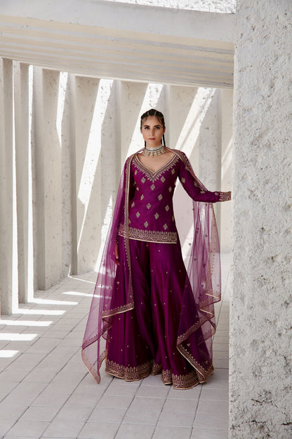 IRISH PURPLE FLARED SHARARA SET