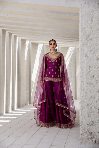 IRISH PURPLE FLARED SHARARA SET