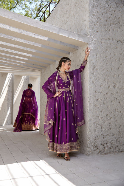 IRISH PURPLE FLARED ANARKALI SET