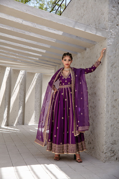 IRISH PURPLE FLARED ANARKALI SET