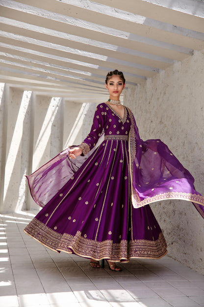 IRISH PURPLE FLARED ANARKALI SET