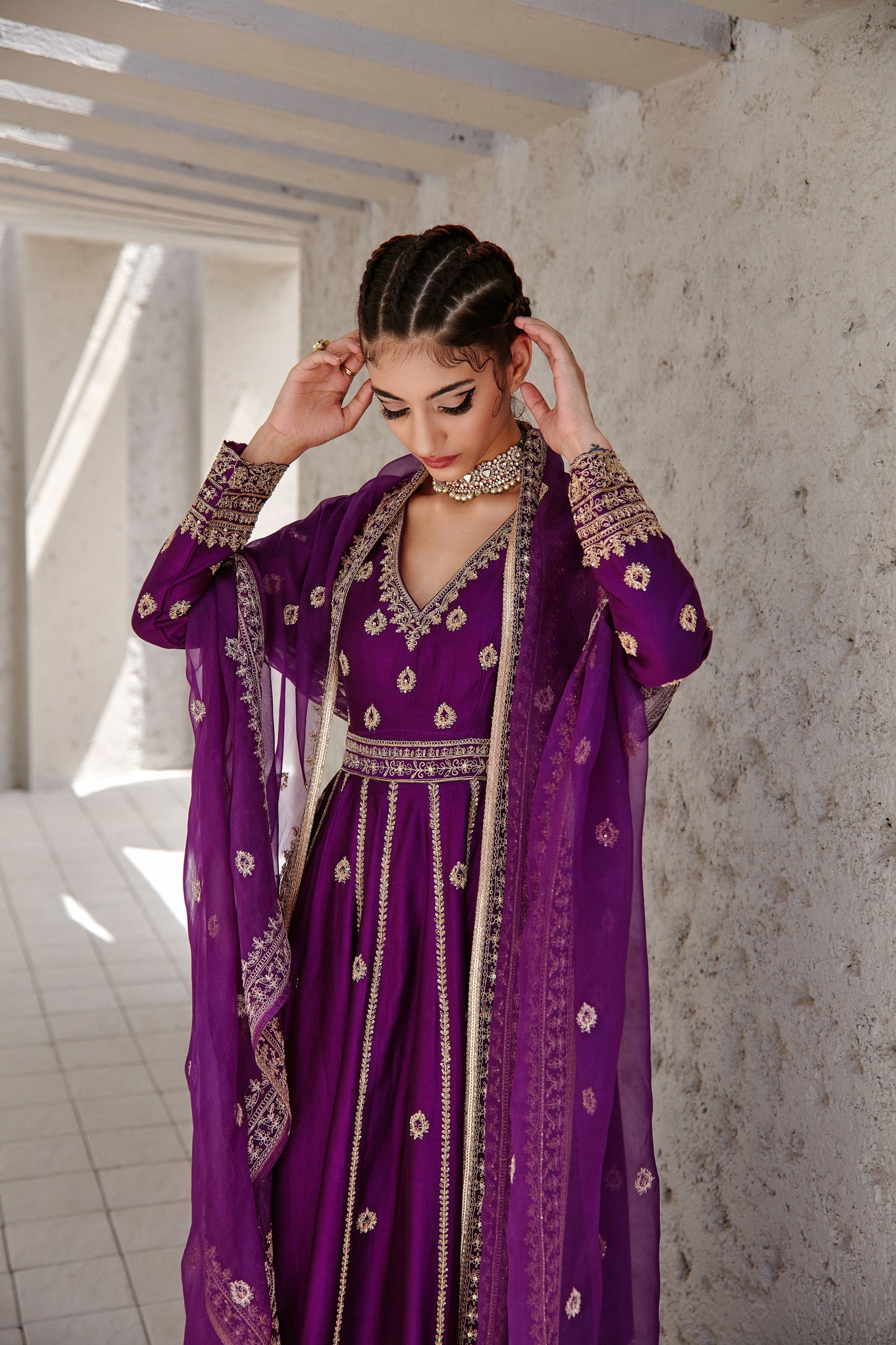 IRISH PURPLE FLARED ANARKALI SET