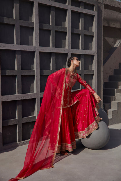 DEEP PINK FLARED SHARARA SET