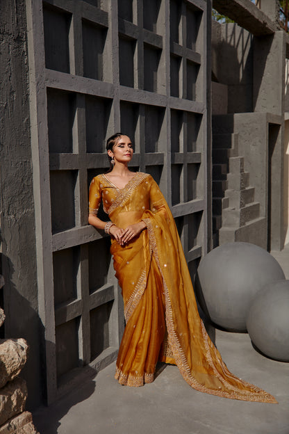 TUSCAN MUSTARD SAREE SET