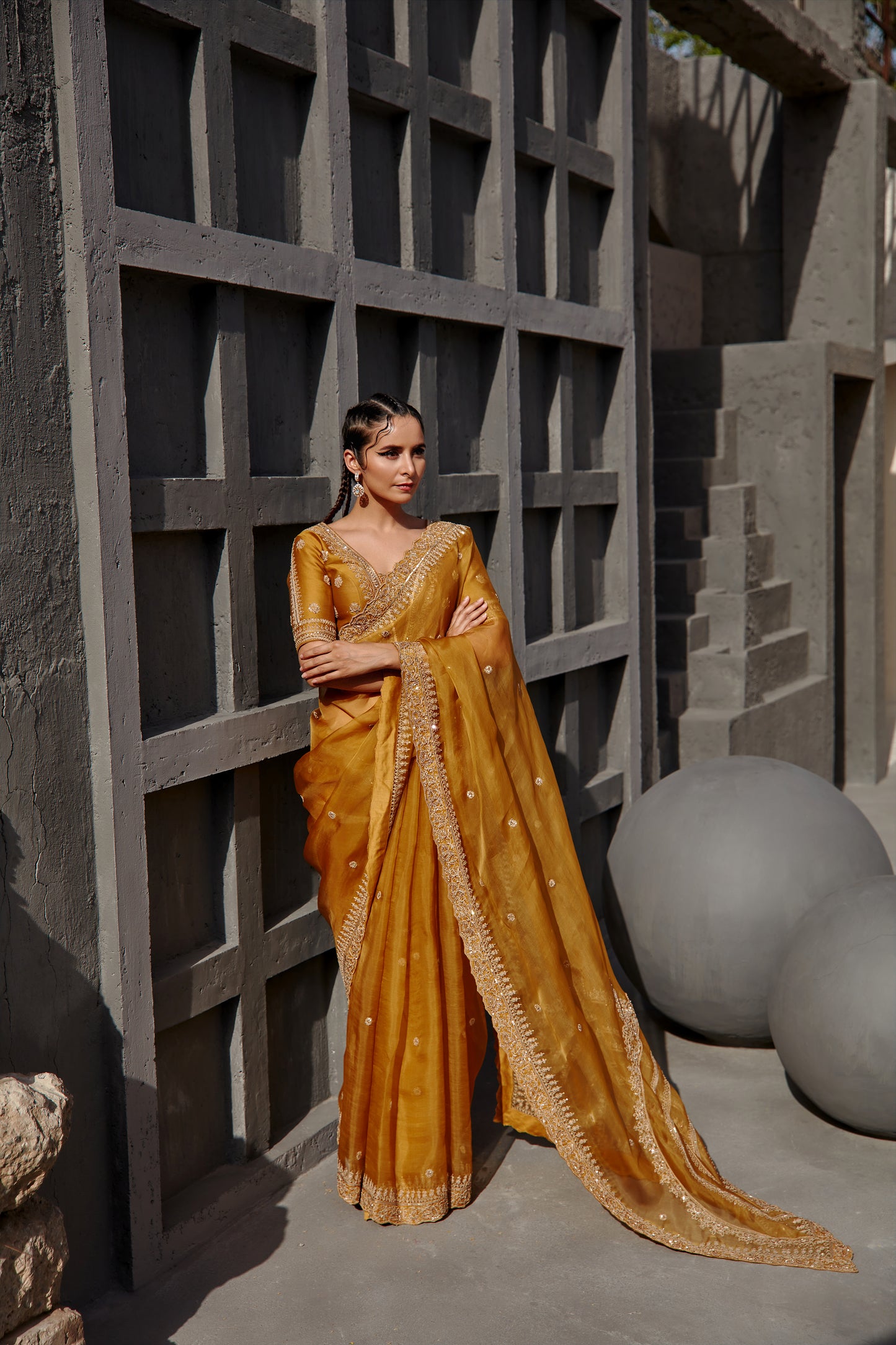 TUSCAN MUSTARD SAREE SET