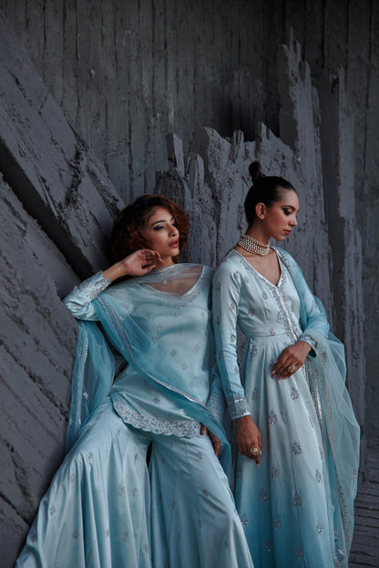 ICE BLUE SHARARA SET