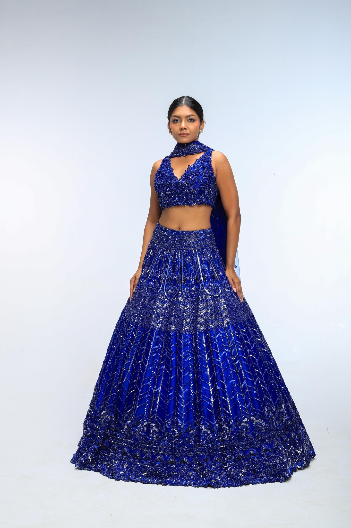 BLUE HORIZON  CRYSTAL LEHENGA