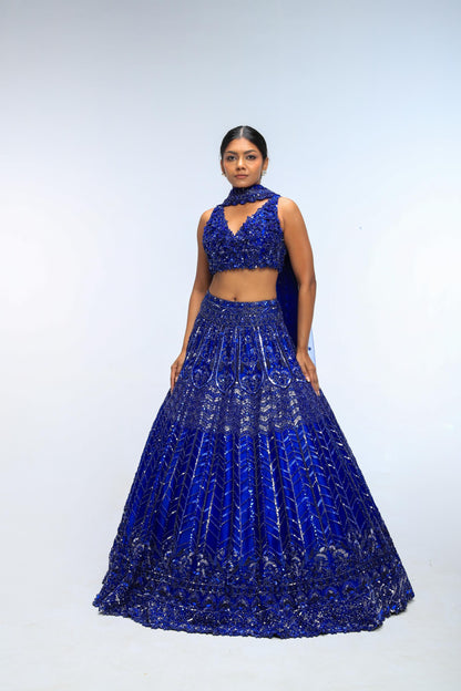 BLUE HORIZON  CRYSTAL LEHENGA