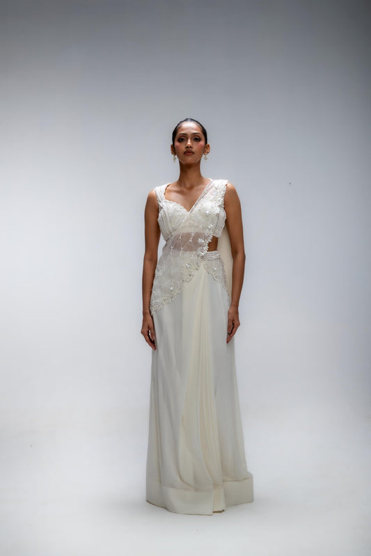 IVORY ILLUME CASCADE SAREE