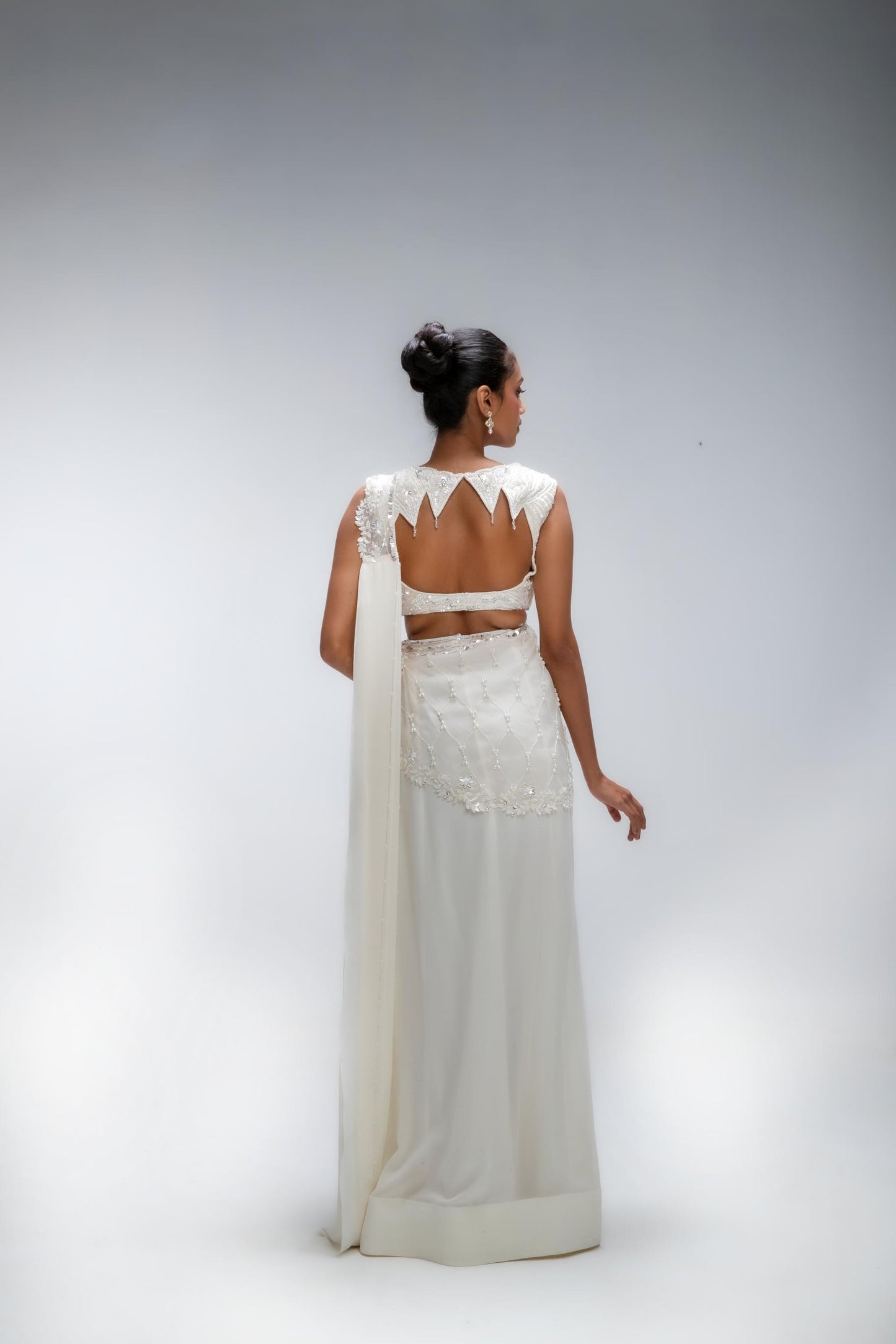 IVORY ILLUME CASCADE SAREE