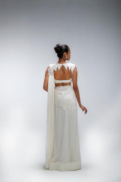 IVORY ILLUME CASCADE SAREE