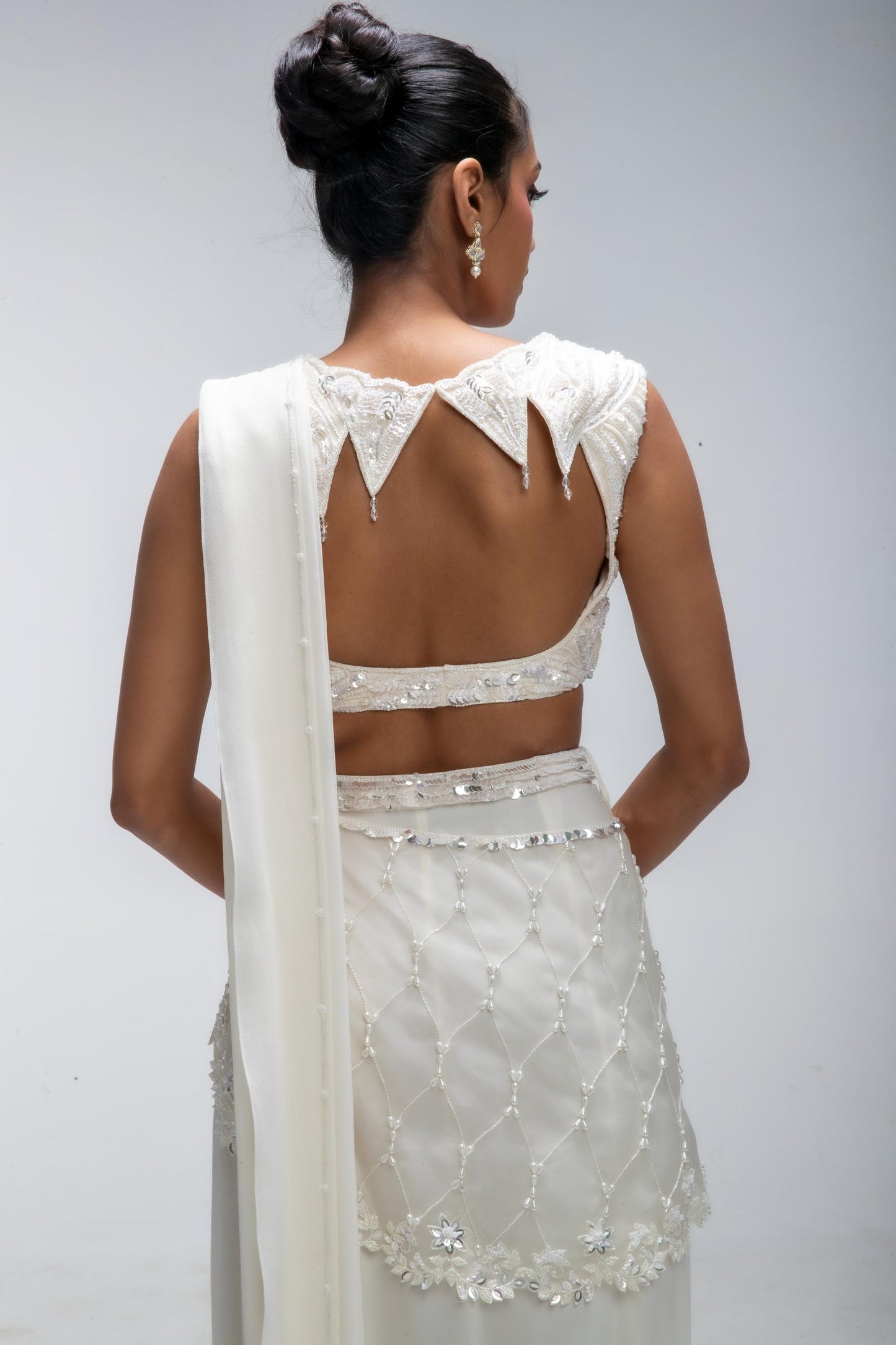 IVORY ILLUME CASCADE SAREE