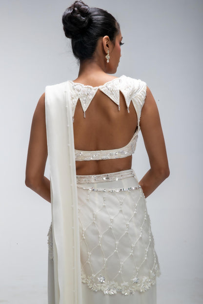 IVORY ILLUME CASCADE SAREE