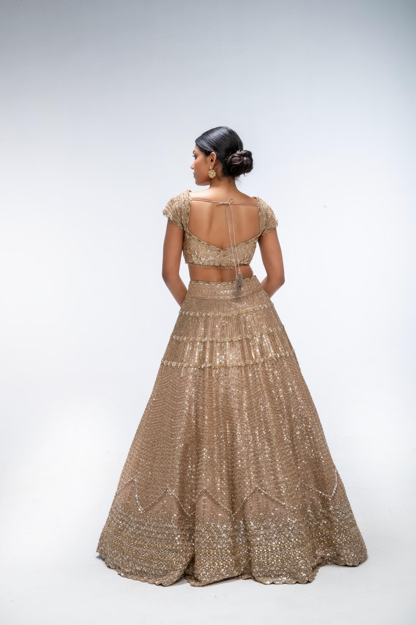 GOLDEN MIRAGE CREST LEHENGA