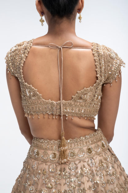 GOLDEN MIRAGE SCALLOP LEHENGA
