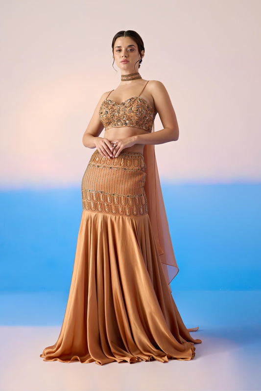 SALMON LEHENGA SET