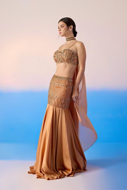 SALMON LEHENGA SET