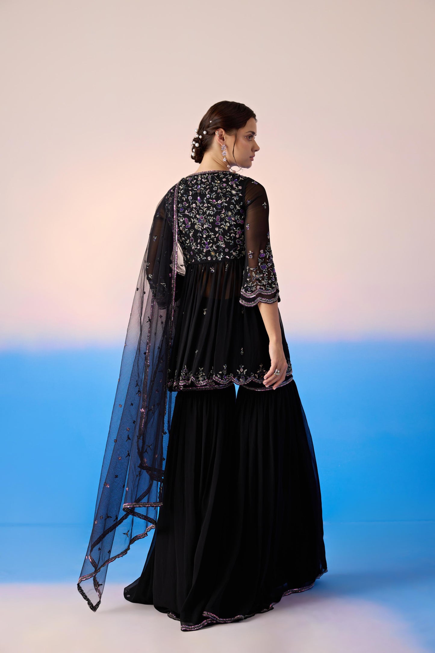 BLACK SHARARA SET