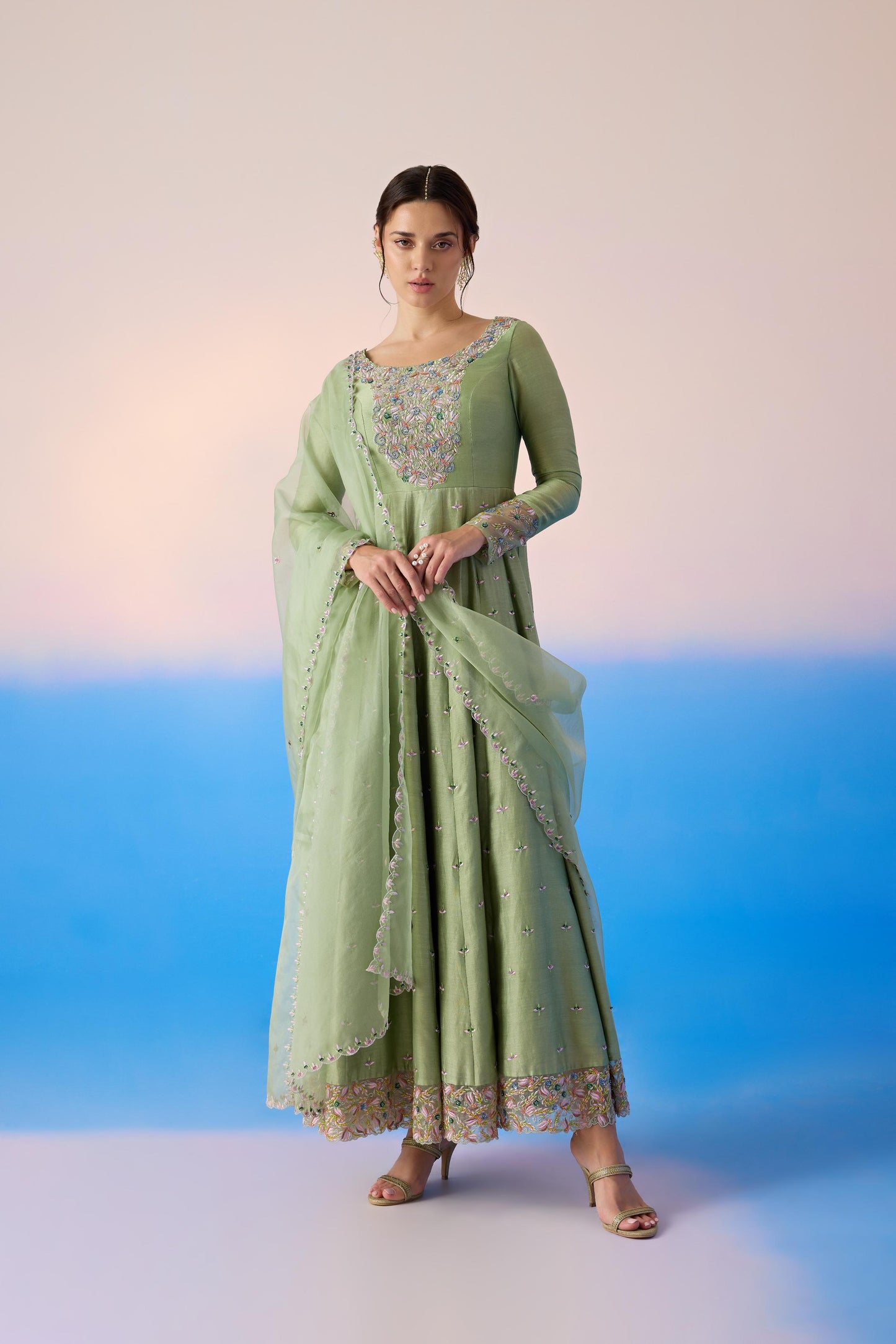 SAGE GREEN ANARKALI