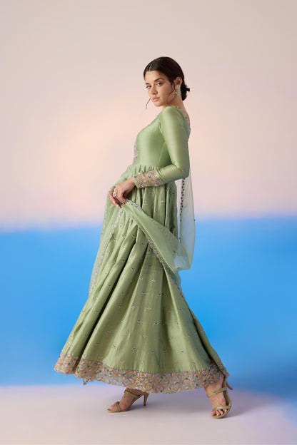 SAGE GREEN ANARKALI