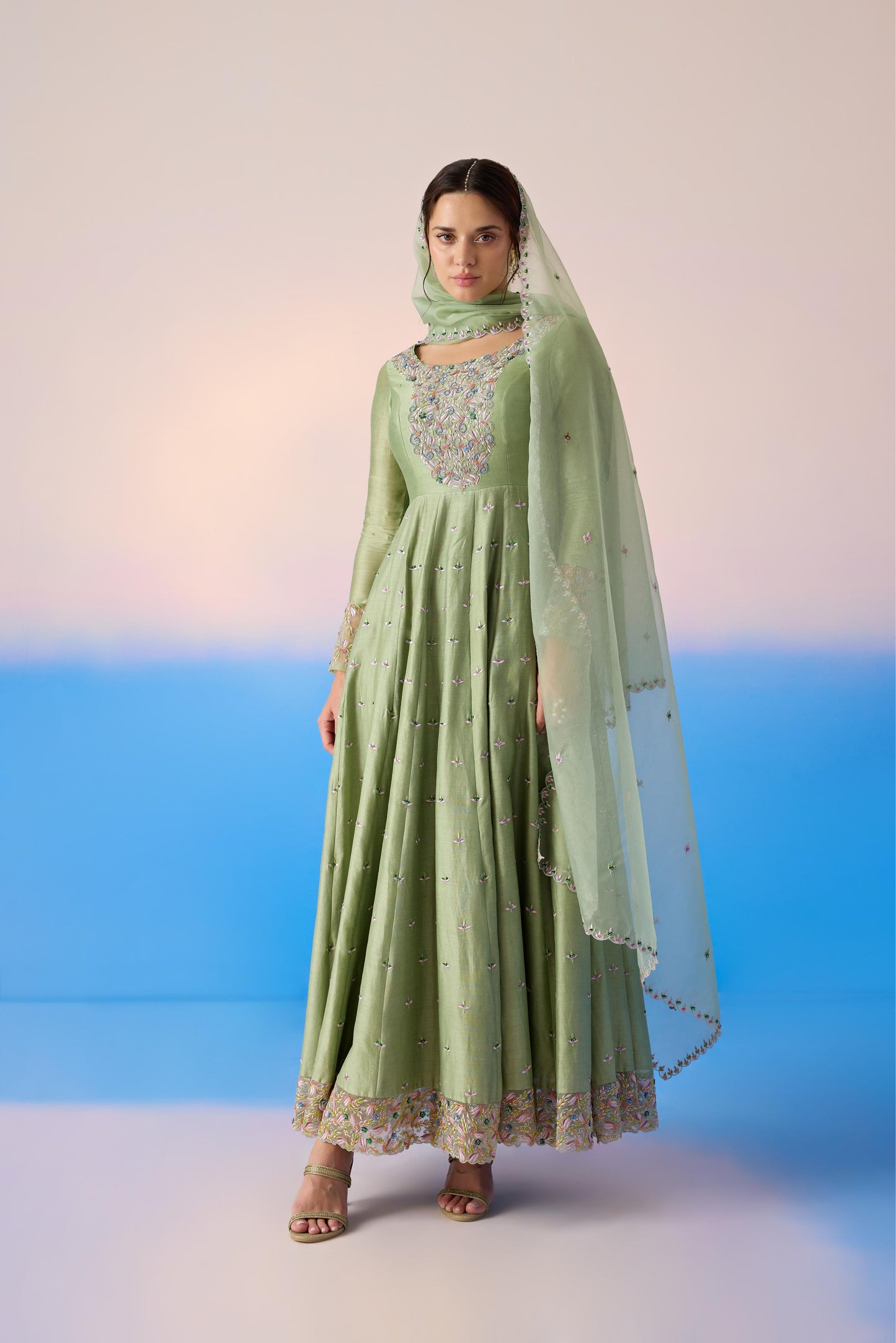 SAGE GREEN ANARKALI