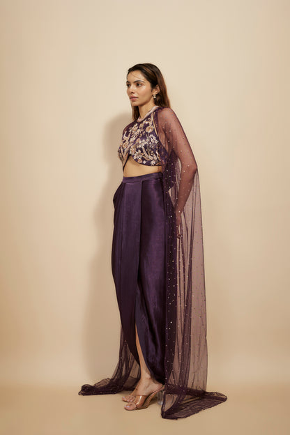 WINE DHOTI SET