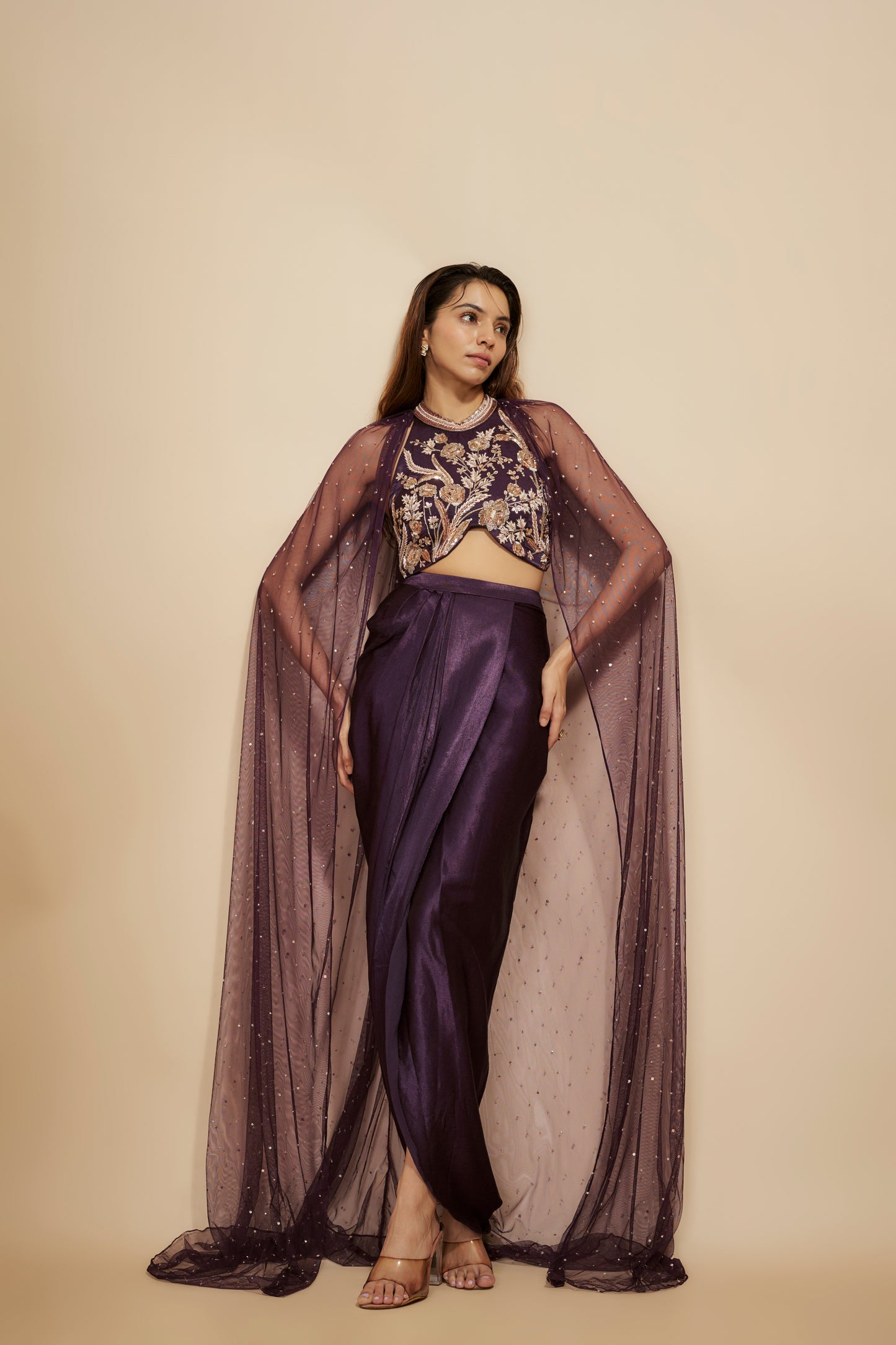 WINE DHOTI SET