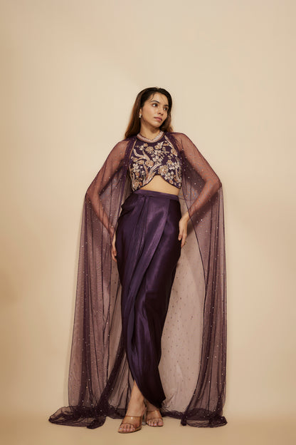 WINE DHOTI SET