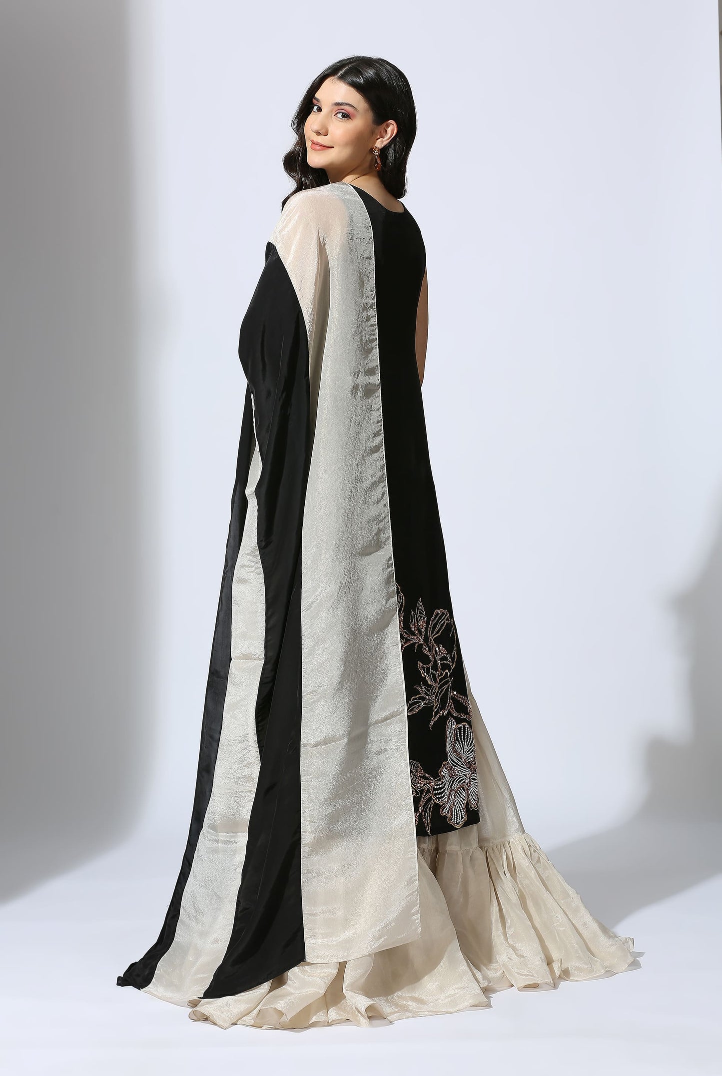 BLACK AND BEIGE SHARARA