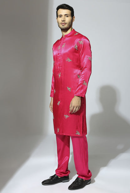 HOT PINK EMBROIDERED KURTA SET