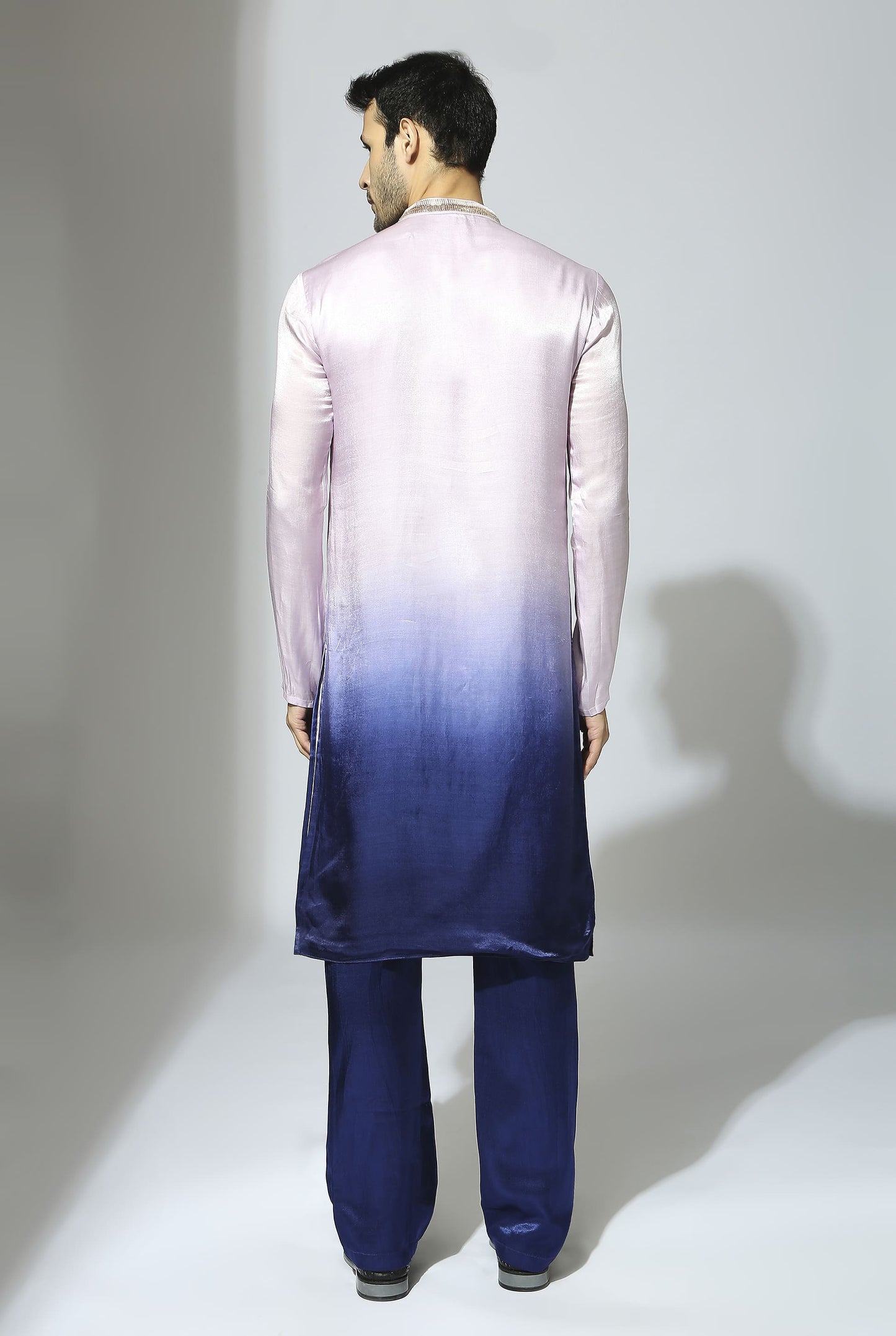 LILAC AND BLUE OMBRE EMBROIDERED KURTA SET