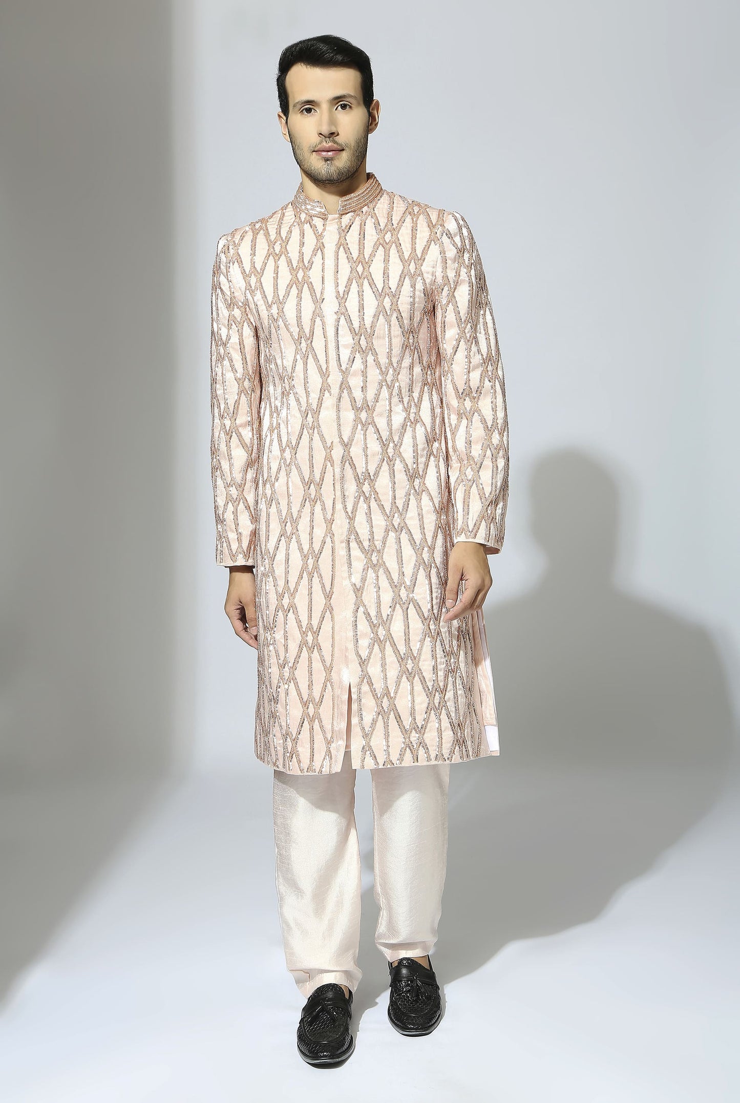 ROSE PINK EMBROIDERED SHERWANI SET