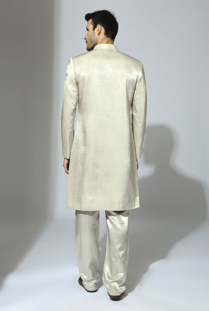 SILVER EMBROIDERED SHERWANI SET