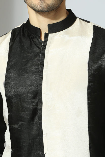 BLACK AND BEIGE COLOUR BLOCK KURTA