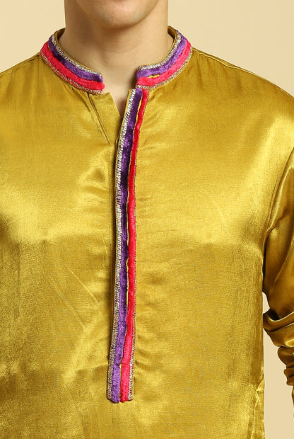 MUSTARD KURTA WITH PANT WITH OMBRE DUPATTA