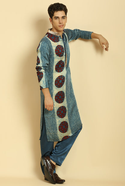 BLUE AJRAKH PRINTED KURTA WITH PANT