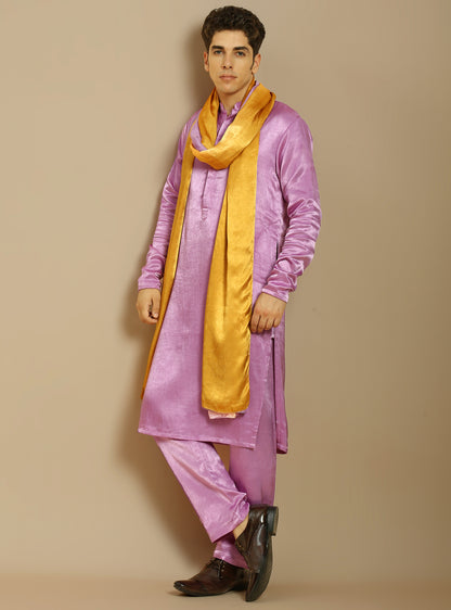 PURPLE KURTA WITH PANT WITH OMBRE DUPATTA